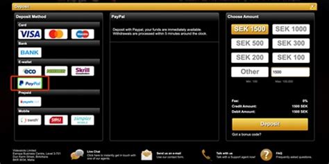 deposit with paypal casino.